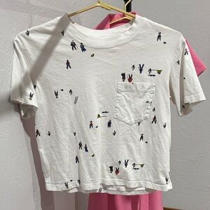 Madewell White Graphic Tee with Pocket